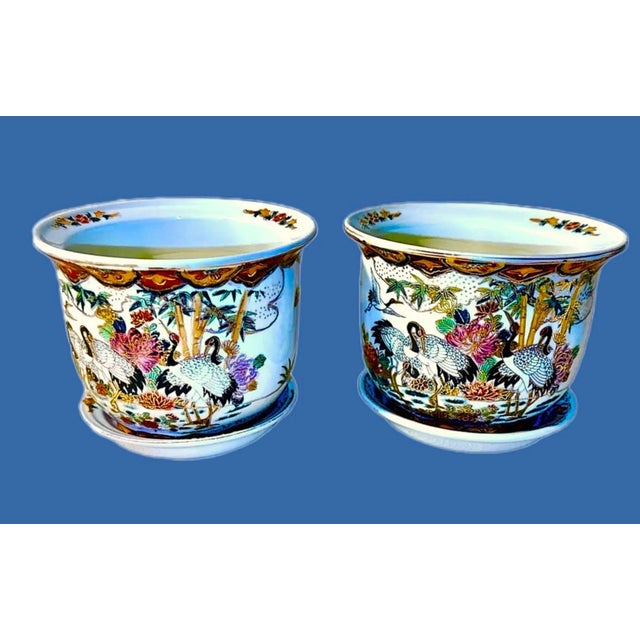 White Vintage Chinoiserie Planters W/Water Trays - A Pair For Sale - Image 8 of 10