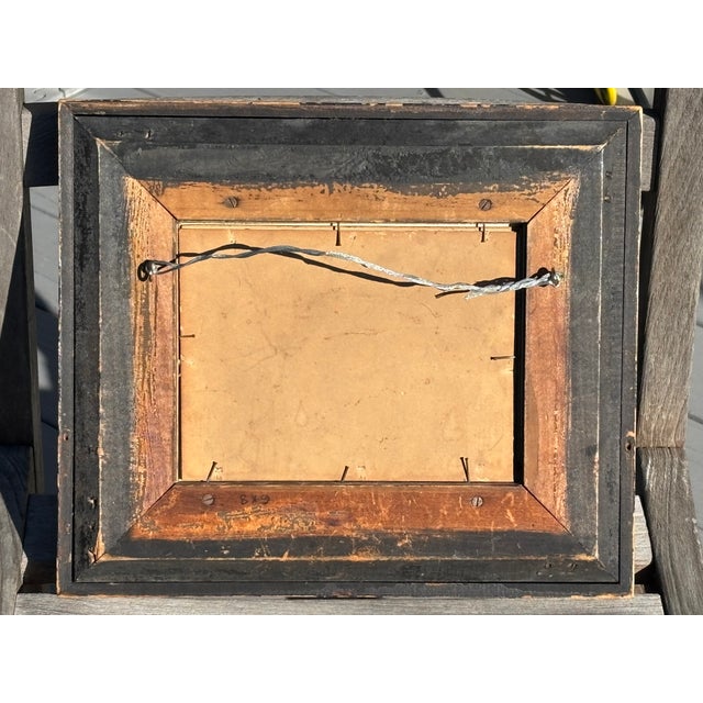 19th C. Original Oil on Board - Well-Executed With Unusual + Highly Detailed Gilt Frame in Frame Artisan Presentation For Sale - Image 6 of 7
