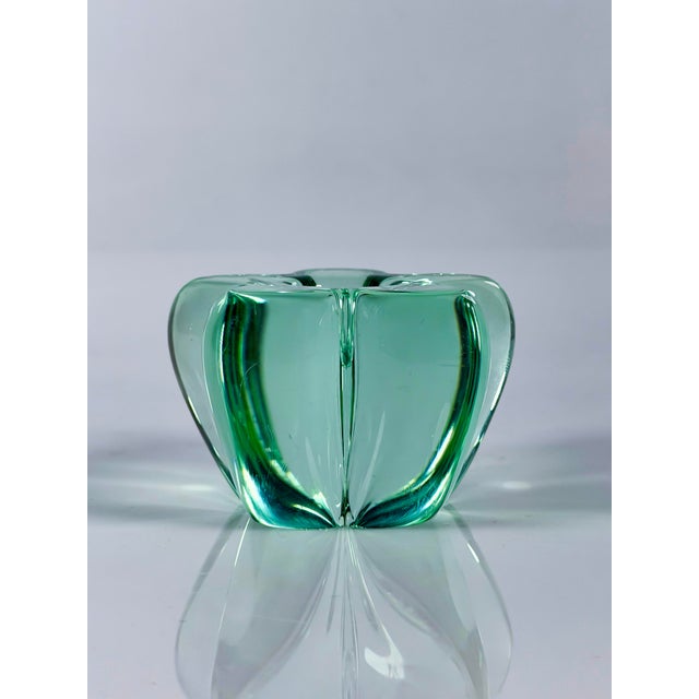 Crystal Flower Candleholder from Daum, in Very Good conditions. Designed 1960 to 1969 This piece has an attribution mark,...