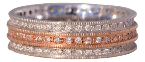 The Luduc: Two Tone Natural Diamond Eternity Band in White and Rose Gold