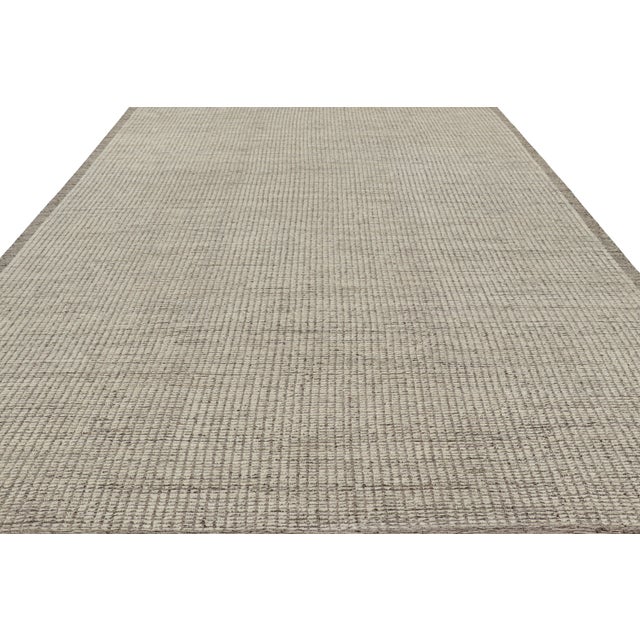 2010s Rug & Kilim’s Textural Kilim With White Textural Stripes and Black Accents For Sale - Image 5 of 7