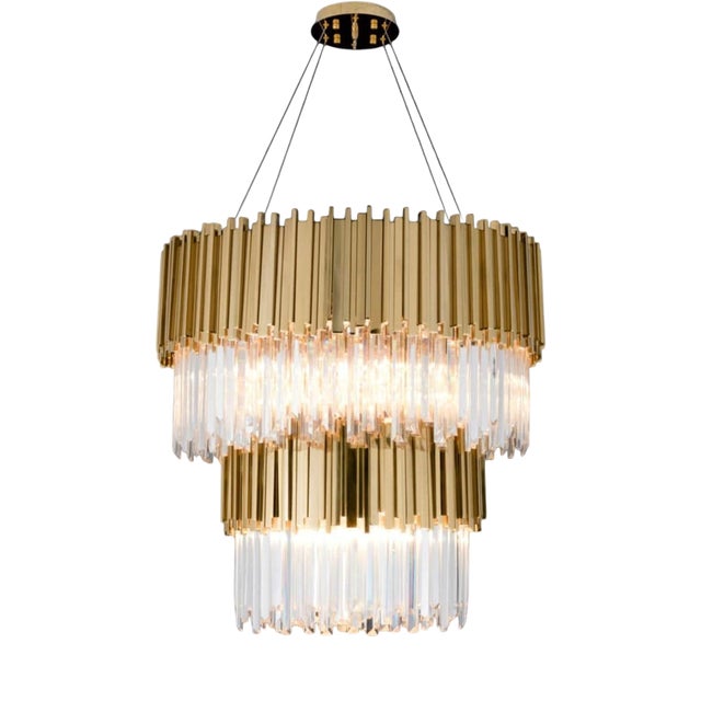 Collection Jupiter Chandelier in Metal and Crystal by Jago For Sale