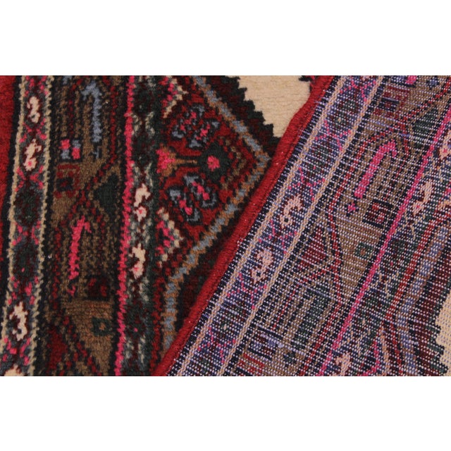 Red Boho Chic Persian Hamadan Red/Brown Wool Runner Rug- 2'5'' X 9'1'' For Sale - Image 8 of 10