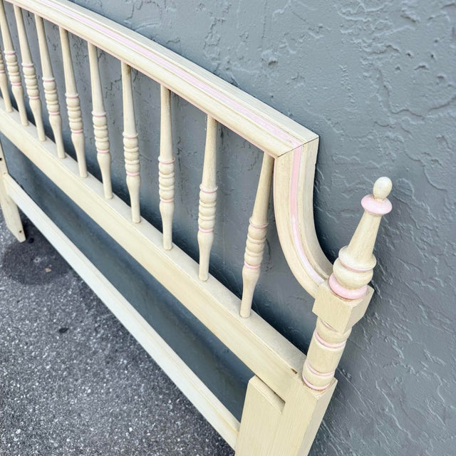 Coastal Vintage Coastal Cream and Pink Queen Size Headboard by Thomasville For Sale - Image 3 of 5