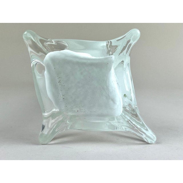 20th Century White and Clear Murano Glass Long Neck Vase, Italy, 1960s For Sale - Image 13 of 14