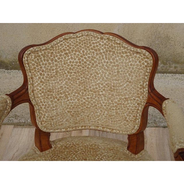 Louis XV Armchairs in Beige Giraffe-Style Fabrics, 1950s, Set of 2 For Sale - Image 12 of 18