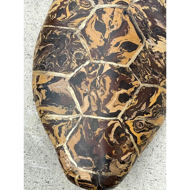 Vintage Italian Scagliola Artisan Pigmented Plaster Turtle Shell For Sale - Image 9 of 14