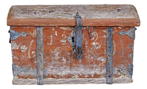 Small Mid 19th Century Swedish Painted Pine Box, 1842