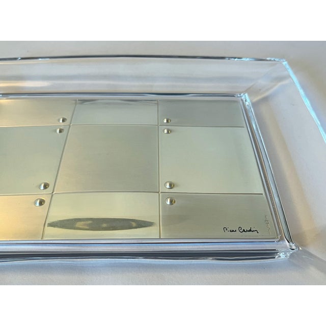 Pierre Cardin Rectangular Sterling Glass Vide Poche For Sale - Image 10 of 11