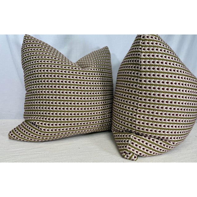 Transitional C & C Milano "Vos Dolores" in Green/Bordeaux 22" Pillows-a Pair For Sale - Image 3 of 3