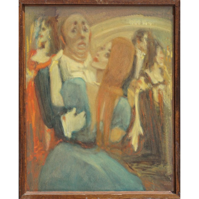 Woman in Black Dress Pulp Art Portrait/Couple Dancing Figurative, 2 Sided For Sale - Image 4 of 5