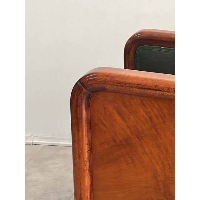 Large Vintage Art Deco Italian Club Chair in Burl Walnut and Green Fabric, 1930s For Sale - Image 14 of 18