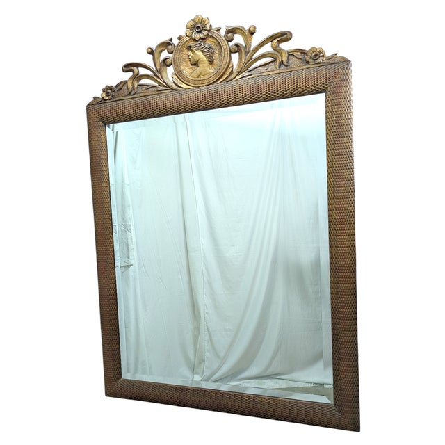 Large Art Nouveau Wall Mirror with Gold Frame, 1900s For Sale - Image 5 of 5