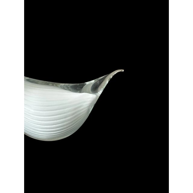 Mid-Century Modern Vintage Formia Murano Glass Swan – White Latticino Art Sculpture (Italy, 1970s) For Sale - Image 3 of 3