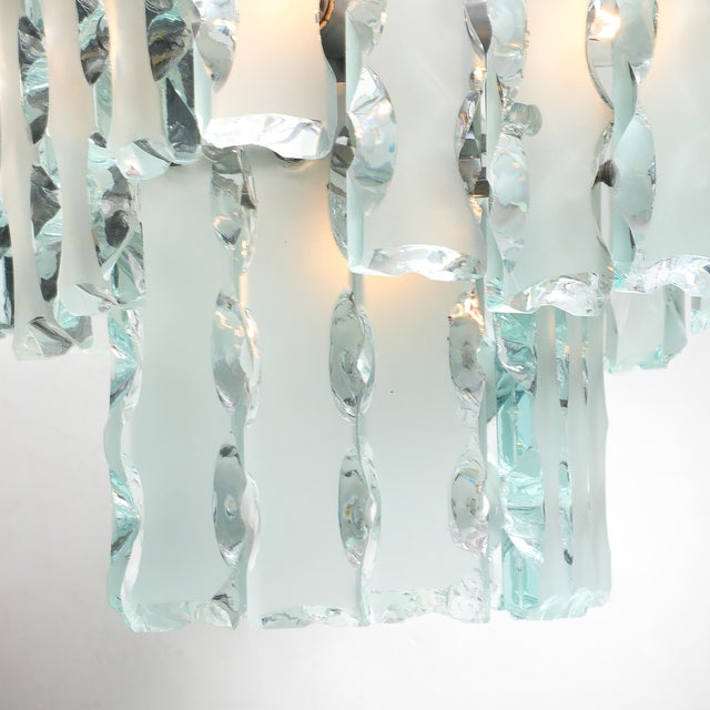 Mid-Century Modernist Style of Fontana Arte Geometric Knapped Glass Pendant For Sale - Image 10 of 16