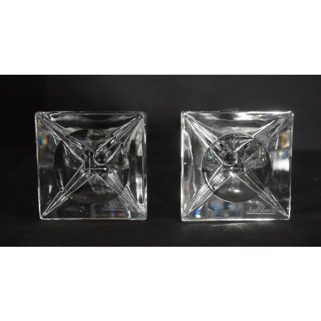 Rosenthal Crystal Madison Candlesticks Vintage Merrill Lynch Etched Bull Pair For Sale - Image 13 of 15