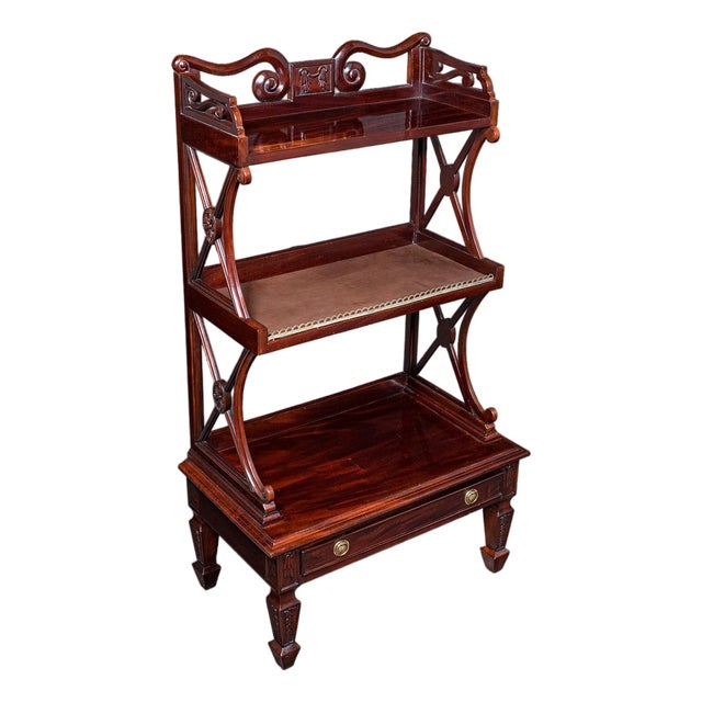 Vintage Waterfall Bookcase, English, Whatnot, Book Shelf Stand, Regency Revival For Sale