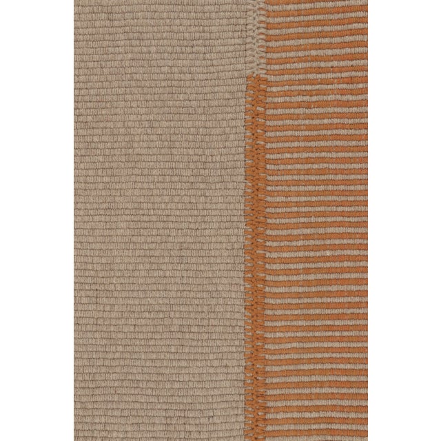 Rug & Kilim's Contemporary Kilim, Beige with Orange Textural Stripes For Sale In New York - Image 6 of 10