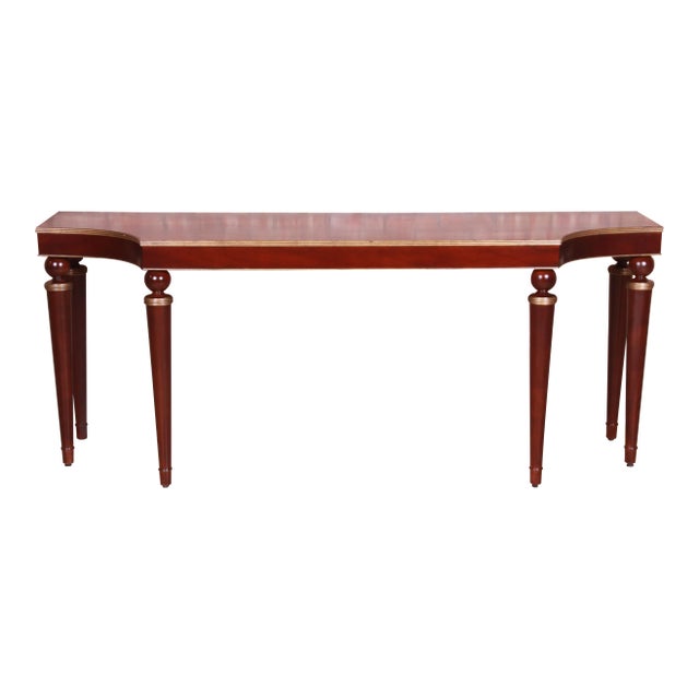 Barbara Barry for Baker Furniture Neoclassical Mahogany and Gold Gilt Console or Sofa Table, Newly Refinished For Sale
