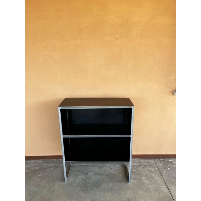 Black Vintage Baxter Bookcases in Black Leather and Steel, 1990s, Set of 2 For Sale - Image 8 of 16