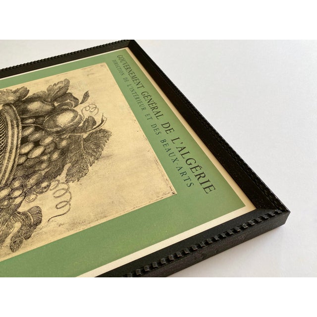 Demetrios Galanis Vintage 1956 Neoclassical Mourlot Lithograph Print Framed Art Deco Algiers Exhibition Poster " Basket of Fruit " 1924 For Sale - Image 13 of 18