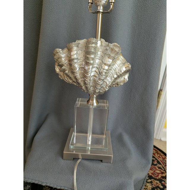Late 20th Century Giant Silver Clam Shell Table Lamp For Sale - Image 4 of 11