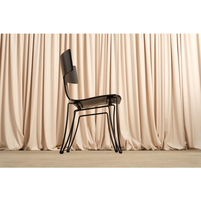 1980s Vintage Ebonized Anziano Chair Attributed to John Hutton for Donghia, Set of 6 For Sale - Image 5 of 13
