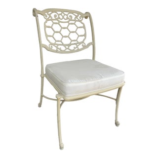Vintage 1960s Hollywood Regency Style Aluminum Cast Patio Chair For Sale