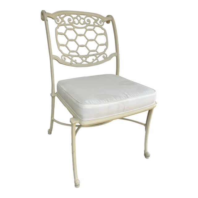 Vintage 1960s Hollywood Regency Style Aluminum Cast Patio Chair For Sale