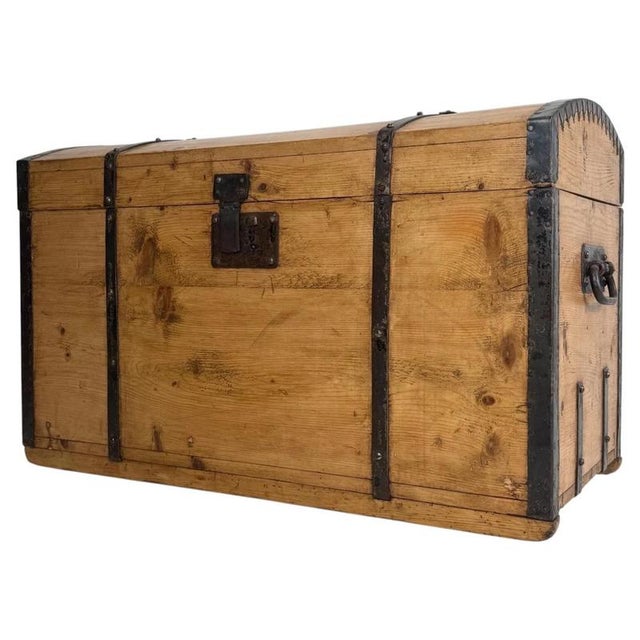19th Century Antique English Pine Dome-Top Storage Chest For Sale - Image 12 of 12