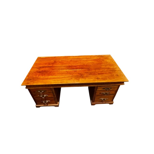 Mid-Century Modern Antique Wood Desk For Sale - Image 3 of 8