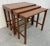 This listing is for a set of three Mid-Century Danish Modern John Stuart Teak Nesting Tables. Featuring a straight line...