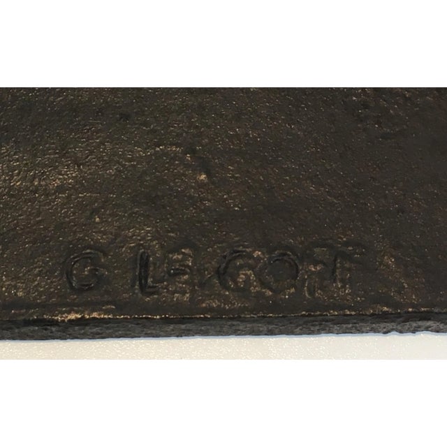 Metal Modernist Cast Iron Fireback, Signed G Lecoff?, French, circa 1950 For Sale - Image 7 of 10