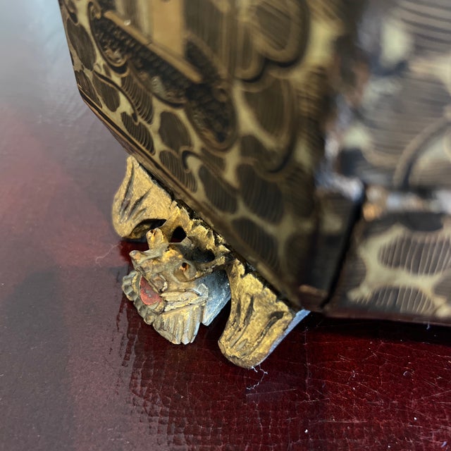 Black Antique 19th Century Chinese Export Black Lacquered Work Box For Sale - Image 8 of 8