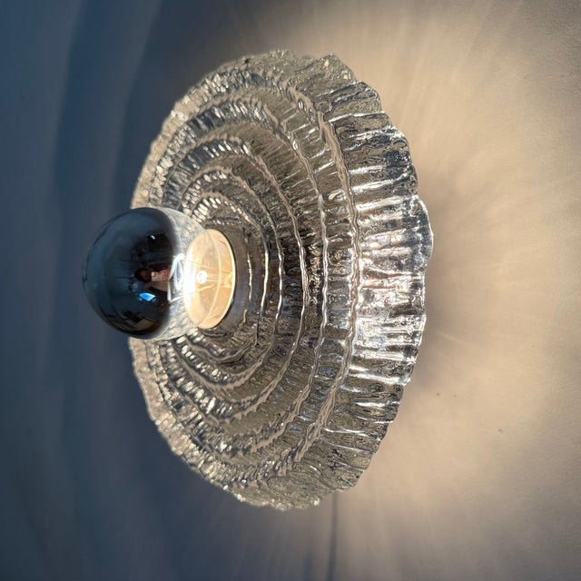 Thick Structured Ice Glass Wall Light from Peill & Putzler, 1970s For Sale - Image 16 of 16