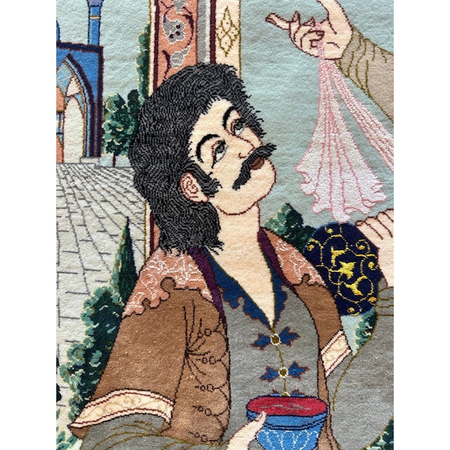 Mid-20thCentury Tabriz Pictorial Rug A Celebration of Love Poetry & Courtly Life For Sale - Image 12 of 17