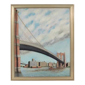 Brooklyn Transfer East River Crossing Oil on Canvas Painting Frederick Reimers