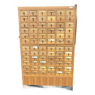 Mid Century Maple 72 Drawer Library Card Catalog For Sale