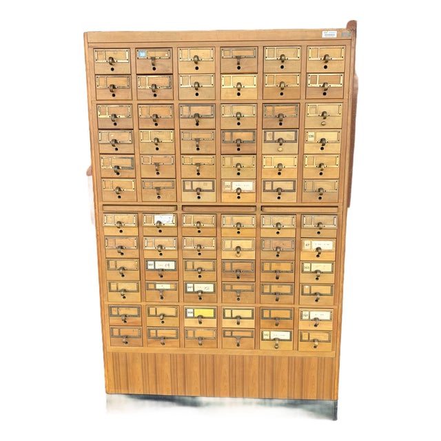 Mid Century Maple 72 Drawer Library Card Catalog For Sale