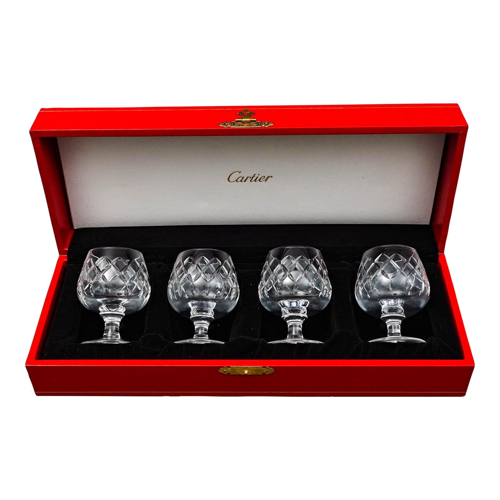 Late 20th Century Cartier Brierley Crystal Cognac Brandy Snifters in
