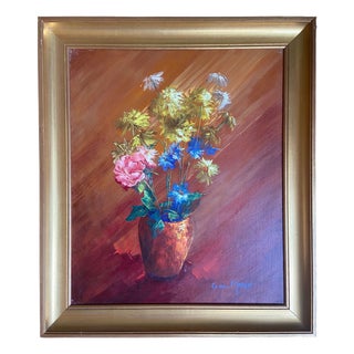 Georges De Marco, Floral Still Life, 1960s, Oil Painting on Canvas, Framed For Sale