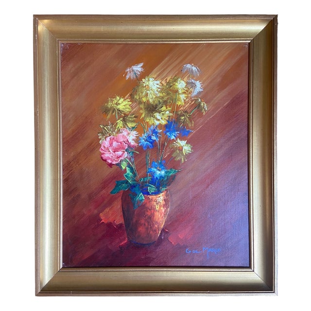 Georges De Marco, Floral Still Life, 1960s, Oil Painting on Canvas, Framed For Sale
