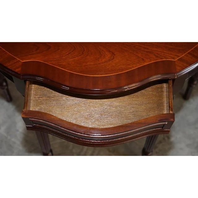 Vintage Flamed Mahogany Demi Line Console Table with Single Drawer For Sale - Image 17 of 18