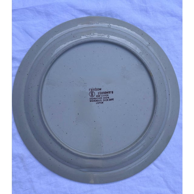 Mid 20th Century Wide Band Citron and Brown Stoneware Serving Platter For Sale - Image 4 of 6