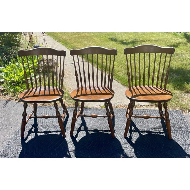Mid 20th Century S. Bent & Bros. Fan Back Windsor Chairs - Set of 3 For Sale - Image 12 of 12