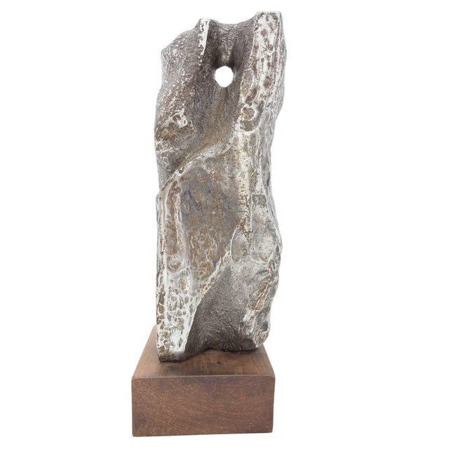 Alfred Van Loen 1978 (1968 in casting?) signed 18 1/2" x 5 1/2" abstract stainless steel sculpture "Grand Kabucki",...