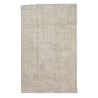 1960s Vintage Distressed Washed Out Rug- 6′8″ × 10′8″ For Sale