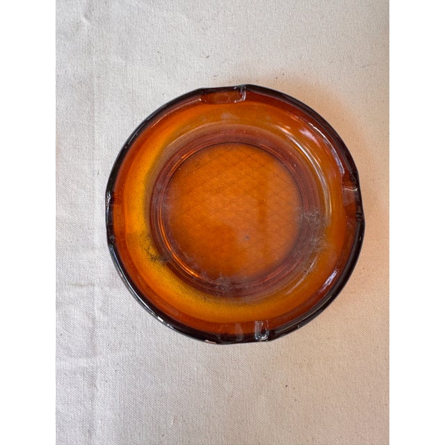 1970s Pair of Vintage Amber Colored Ashtrays For Sale - Image 5 of 10