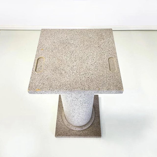 Italian modern pedestal column in wood painted as stone, 1990-2000s Pedestal column with base and square top in wood,...