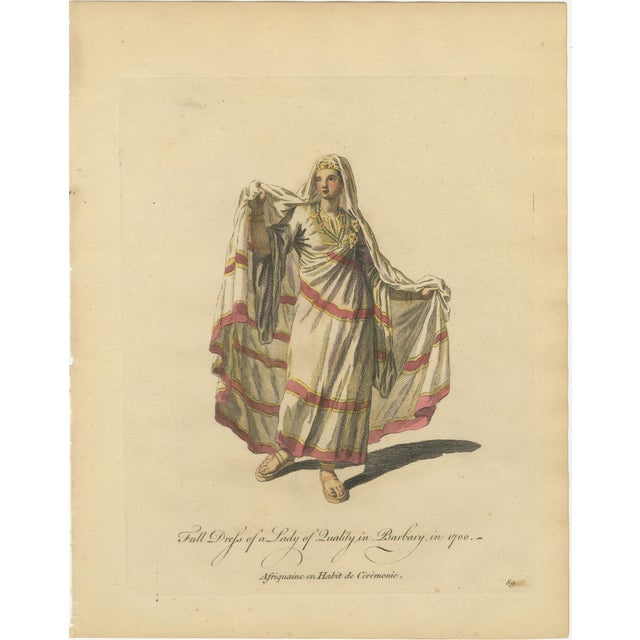 Hollywood Regency European School Artist, Barbary Ladies in Morning and Ceremonial Dress, 1749, Engravings, Set of 2 For Sale - Image 3 of 9